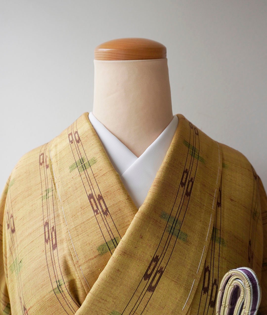 袷】山吹茶色 縞に琉球絣文 紬 | 大山キモノ・ちぇらうなぼるた 