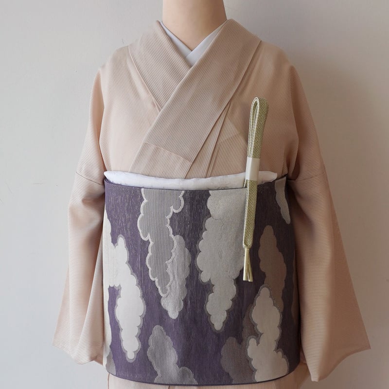 〇507mh30〇百貨店取扱い 夏物 付下げ 絽 一つ紋 居敷当て付き〇状態良好 縦絽・夏着物】化繊色無地一つ紋居敷当てあり青系