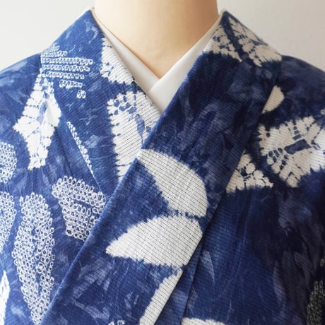 【有松絞り浴衣専門店つゆくさ・浴衣】青藍色　竹　浴衣