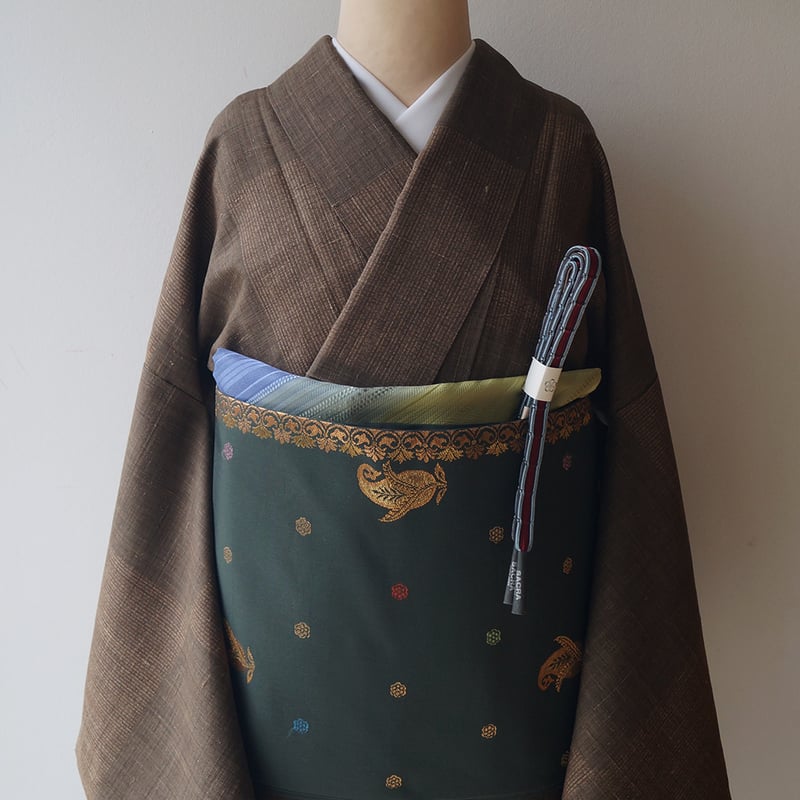 着物　【新品未使用】　花柄　しょうざん　貝紫染生紬 秋山眞和作 貝紫染 新小石丸 花織 綾の手紬 着物 | 特選きもの