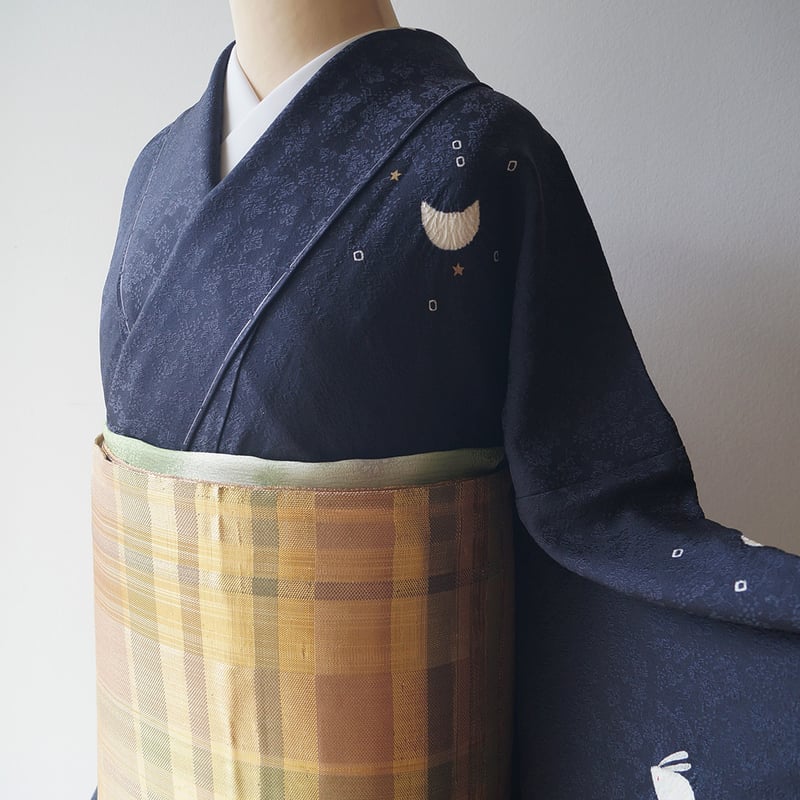 美品✨】洗える着物 小紋 高級 トールサイズ うさぎ柄 朽葉色 茶系 N2 