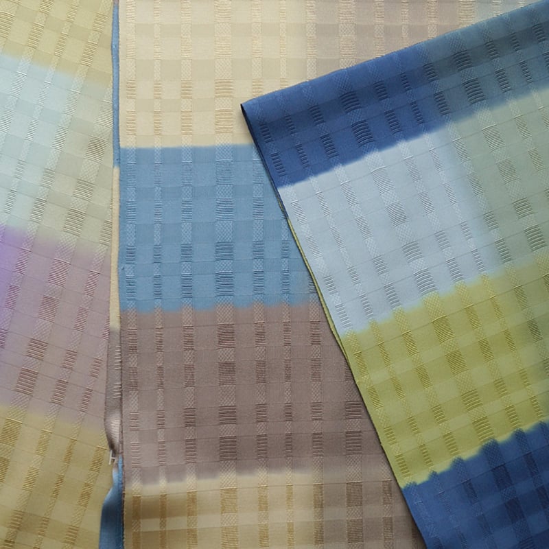 和小物さくら・帯揚げ】青藤色×枯草色×胡桃色 紋意匠 変わり格子 和小物さくら・帯揚げ】青藤色×枯草色×胡桃色 紋意匠 変わり格子