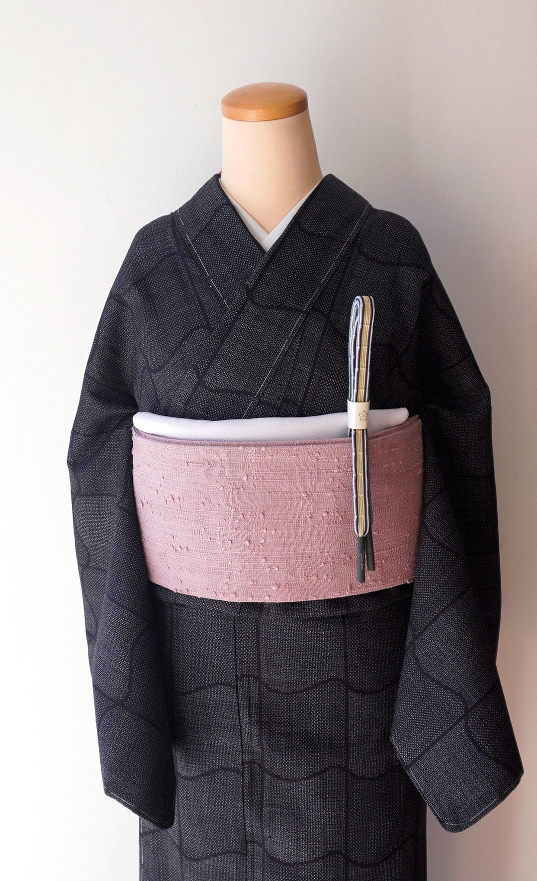 新品　結城紬　袷　お召　廣東吉野 新品結城紬袷お召廣東吉野