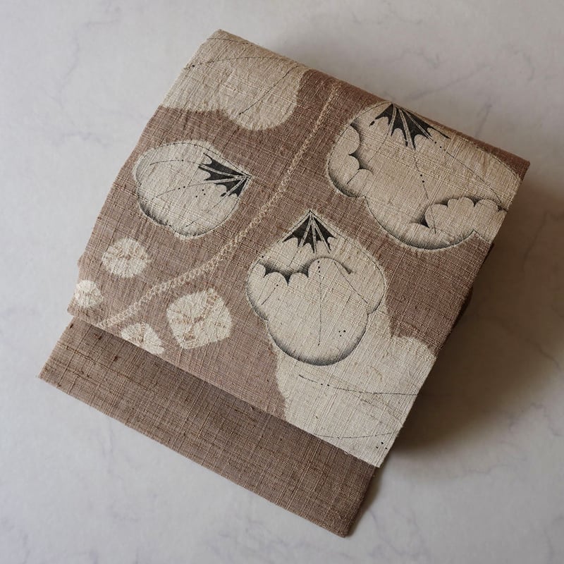 なごや帯】伽羅色地辻が花文しょうざん生紬なごや帯 | 大山キモノ・ち  