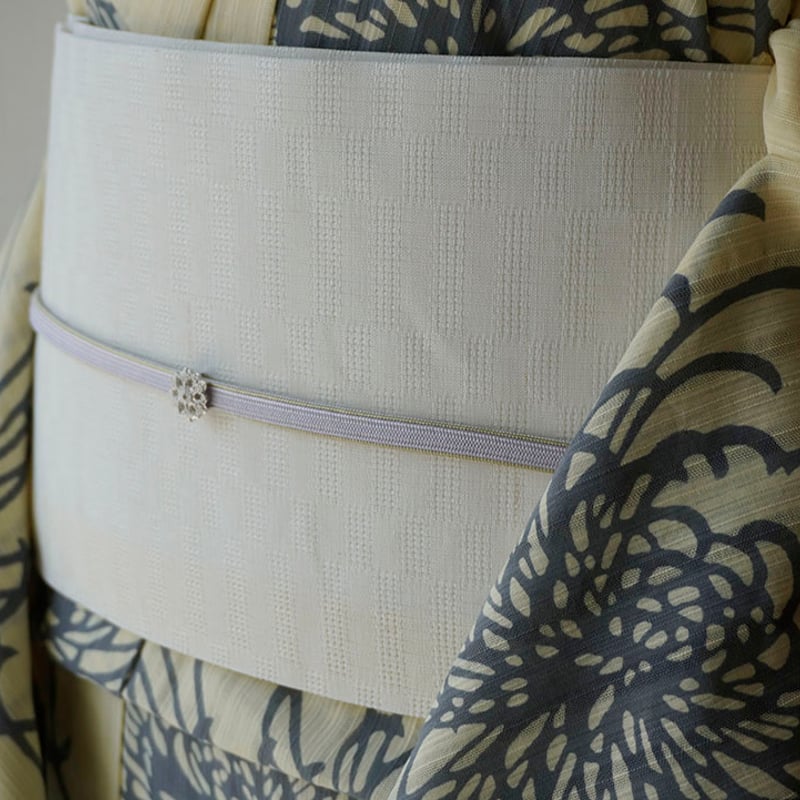 日本橋竺仙現行商品、 市松織地の半巾帯 アイボリー 日本橋竺仙現行商品、 市松織地の半巾帯 アイボリー 日本橋竺仙