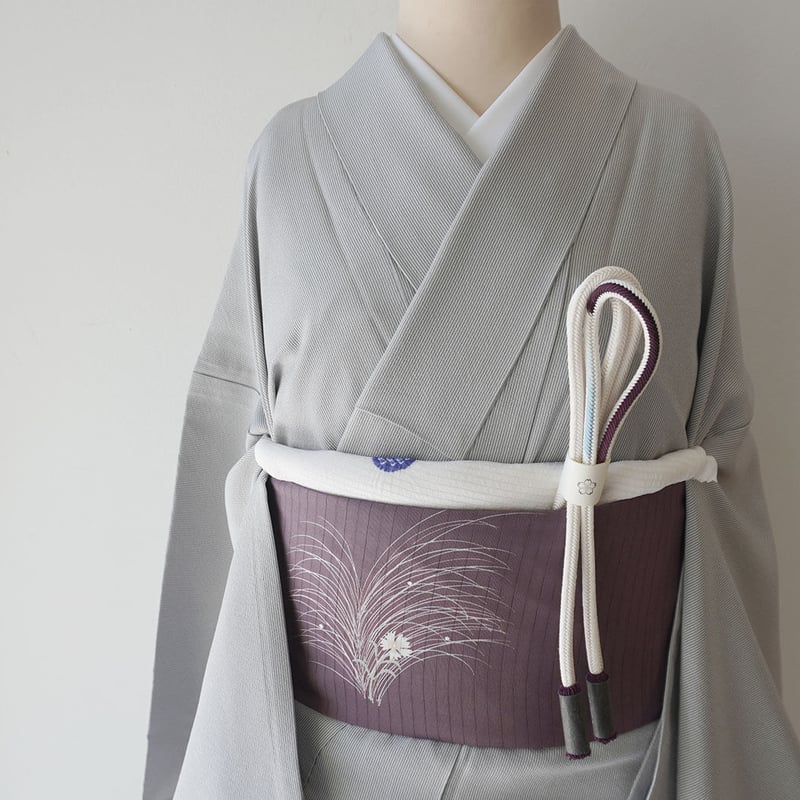 単衣】白色×桔梗鼠色 万筋 江戸小紋 | 大山キモノ・ちぇらうなぼるた 
