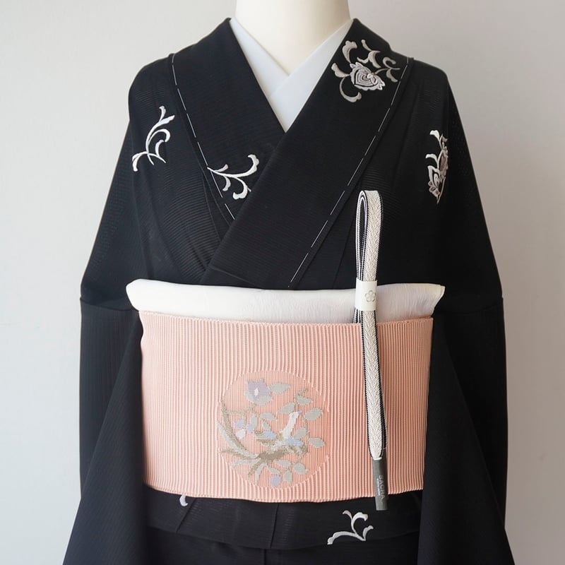 D486 夏着物　訪問着　黒地　絽　正絹　美品 h627-0.jpg