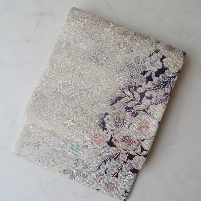 ふくろ帯】生成色地 辻が花紋 ふくろ帯 | 大山キモノ・ちぇらうなぼるた 