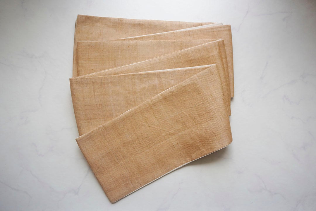 三勝・半幅帯】飴色 × 生成り色 麻きびら 半幅帯 250722②