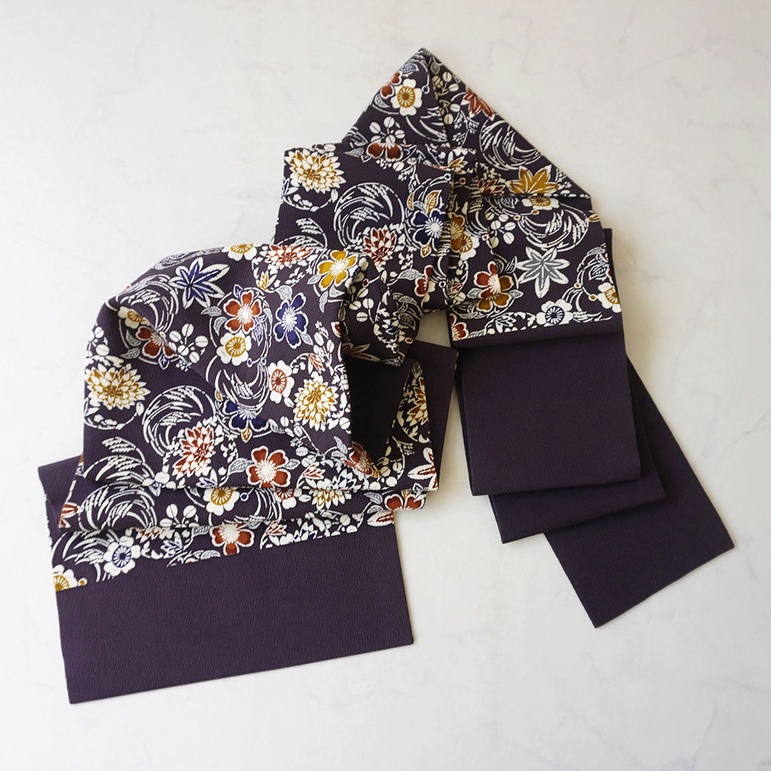 「お値下げ、致しました。」今秋用染帯 no.2縮緬染帯　錦秋紅葉 お仕立上り品 今秋用染帯 no.2縮緬染帯 錦秋紅葉 お仕立上り品