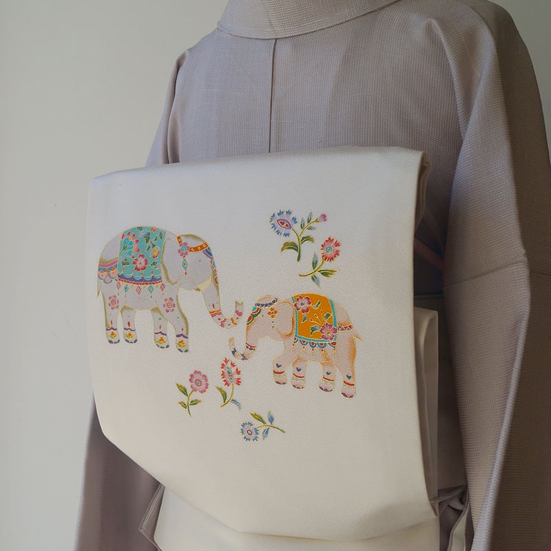 小紋 作家物 飛び柄 蛍ぼかし 地模様 薄梅鼠色 トールサイズ K-4762 正絹小紋レンタルフルセット「楕円に花の飛び柄に蛍ぼかし