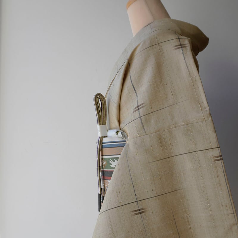 【目立った傷や汚れなし】紬の袷 紬 身丈163cm 裄丈63.5cm S 袷 縦縞 幾何学模様 青紫 正絹 美品
