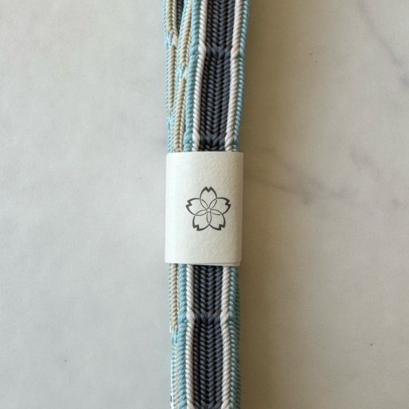 和小物さくら・帯締め】綾竹組竹節 灰色×水色 リバーシブル帯締め No  