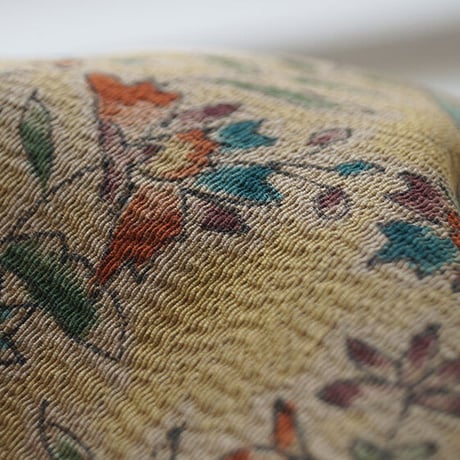 【なごや帯】縮緬地　三角更紗文　なごや帯