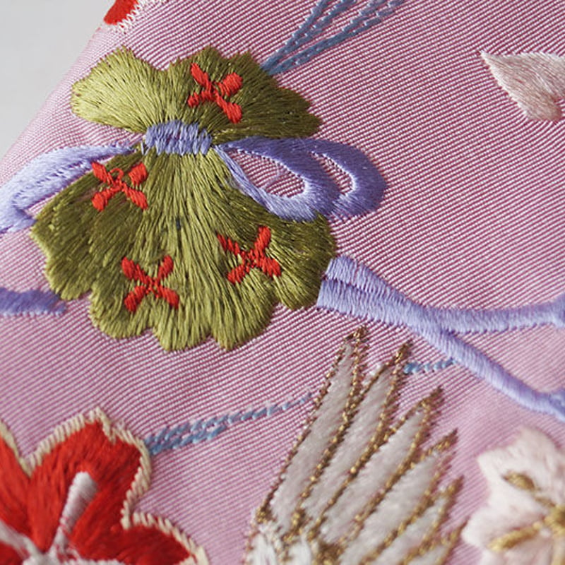 半衿】ピンク地 鶴に桜文 刺繍半衿 №220309Ⓓ | 大山キモノ・ちぇら 