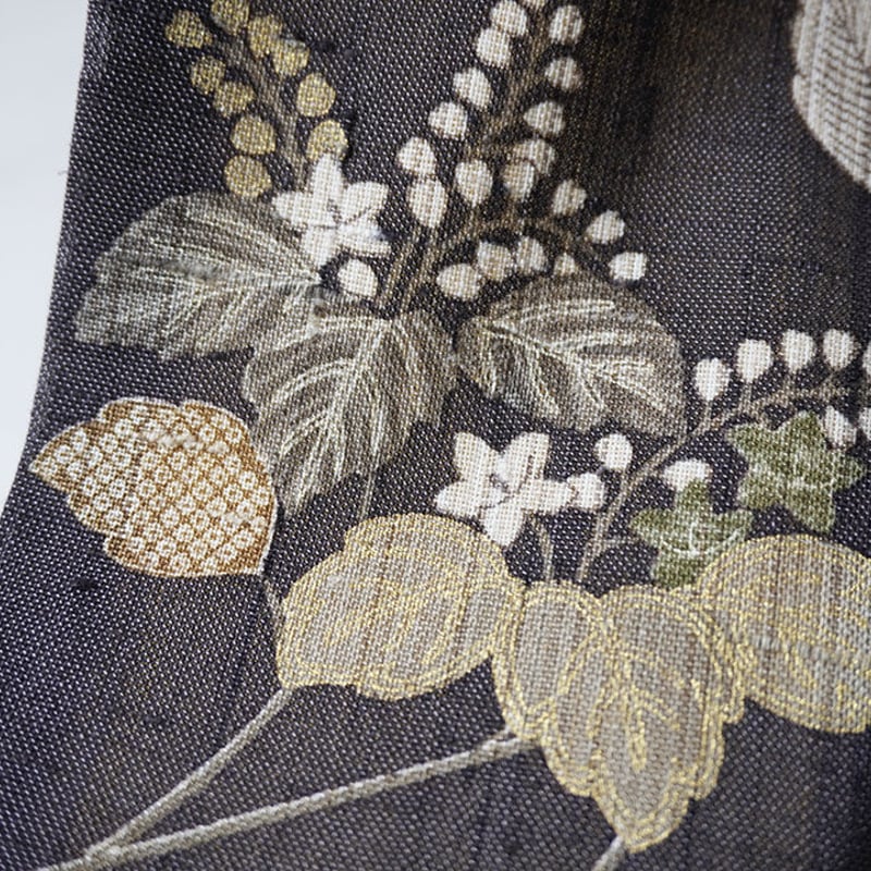 袷】枯色×深紫色 暈かし 花文 しょうざん 生紬 附下 | 大山 袷】枯色×深紫色 暈かし 花文 しょうざん 生紬 附下 | 大山