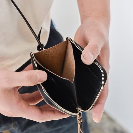 STUDS L-ZIP MINI WALLET -with strap-