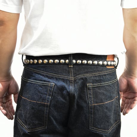 20mm NARROW LONG BELT -U.K・silver studs-