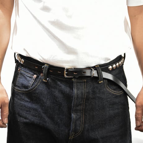 20mm NARROW LONG BELT -U.K・silver studs-
