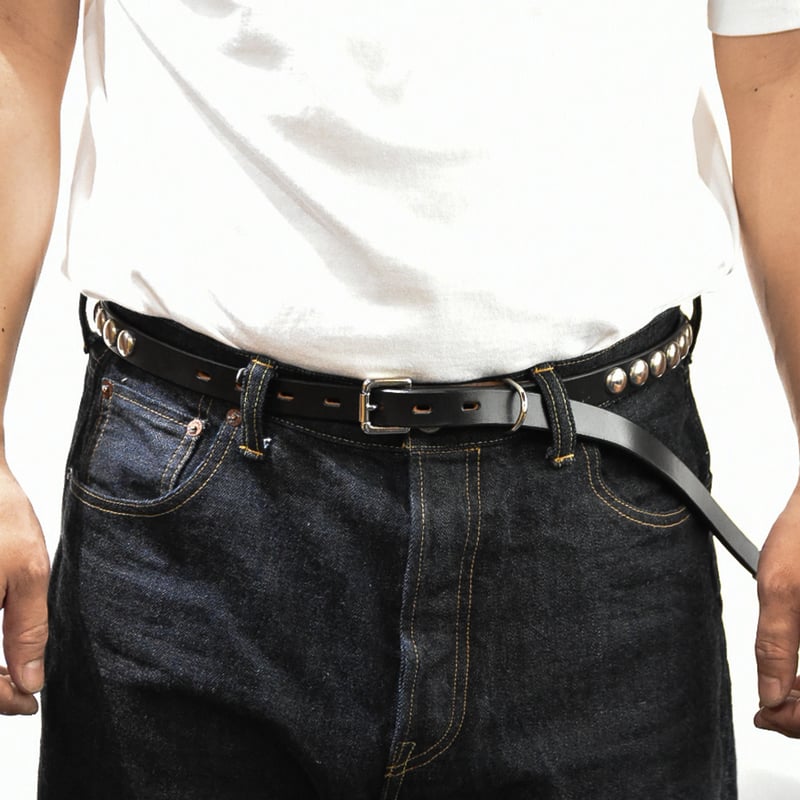 20mm NARROW LONG BELT-silver studs- | the wonde 20mm NARROW LONG BELT-silver studs- | the wonde
