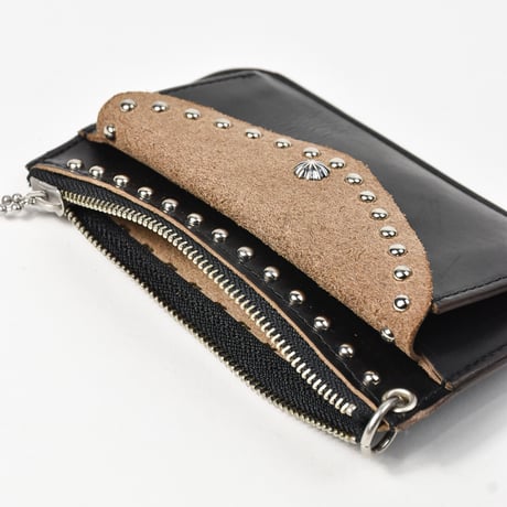SHELL & STUDS UTILITY POUCH -chrome excel-