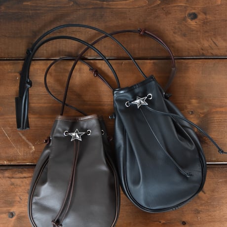 STAR DRAWSTRING BAG -goat smoorth-