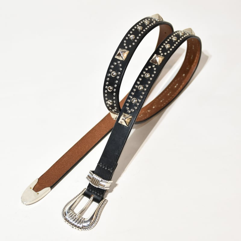 25mm WESTERN LONG BELT -silver studs- | the won 25mm WESTERN LONG BELT -silver studs- | the won