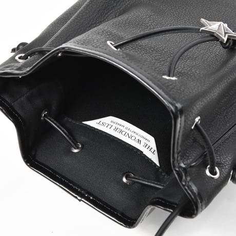 STAR DRAWSTRING BAG  -cow embossed leather-