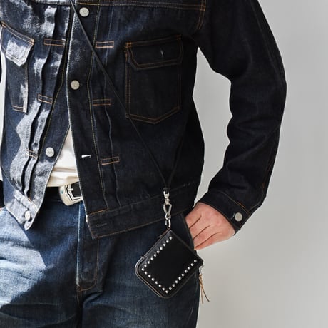 STUDS L-ZIP MINI WALLET -with strap-