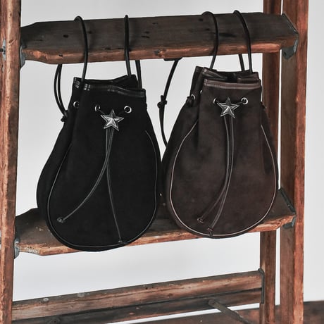 STAR DRAWSTRING BAG -goat suede-