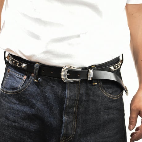 25mm WESTERN LONG BELT -U.K silver studs-