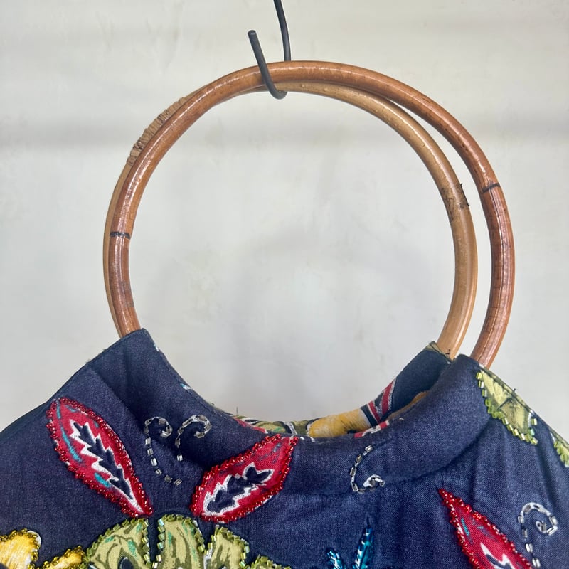 ビンテージ ビーズバッグ 花柄 総柄 ハンドバッグ 和装 洋装