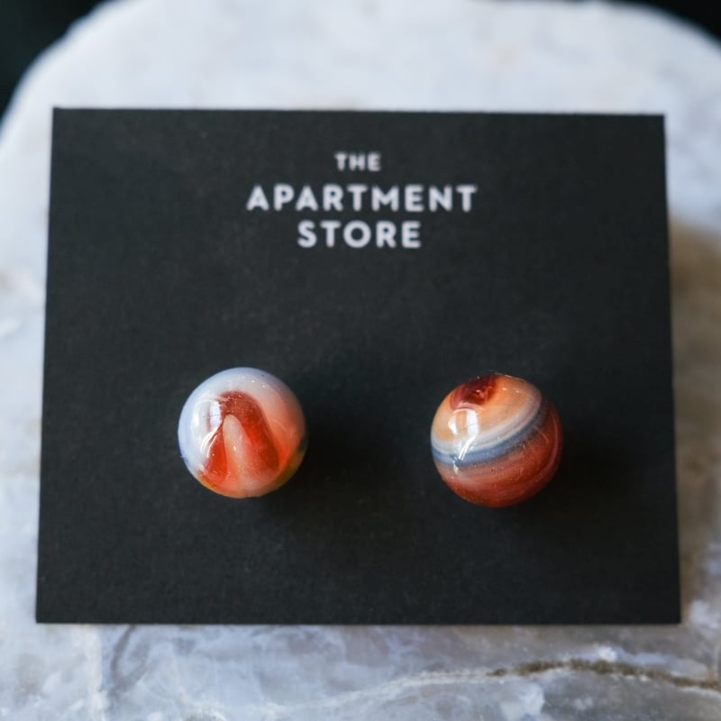 Vintage marble ガラス玉ピアス / 34 レッドホワイト ( S ) | THE 