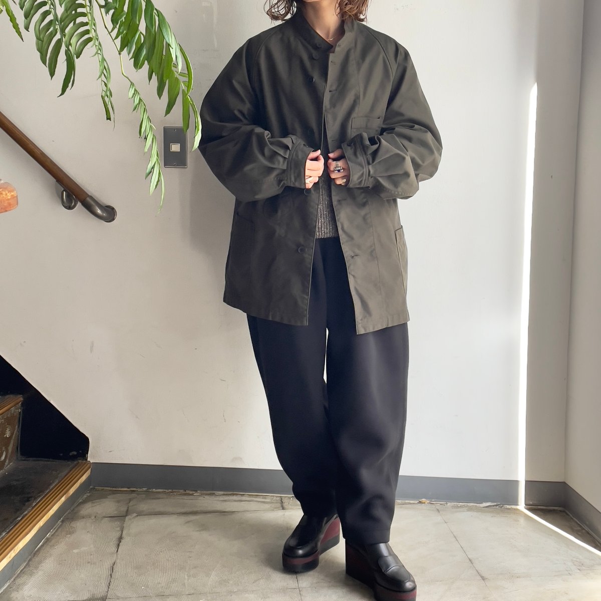 FIRMUM スタンドカラー ナッパ服 / Olive / M | THE DEPART