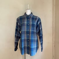 90's cotton plaid pattern shirt 379