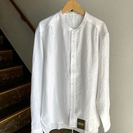 Handwerker collarless shirt リネン/ white /M