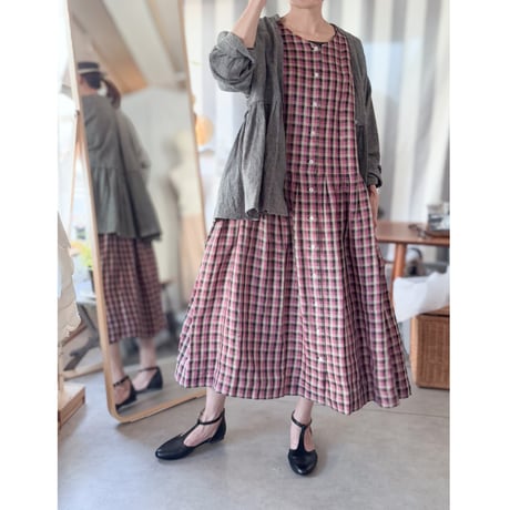 SAGE＊＊ チェック柄リネンワンピース【Marjorie】