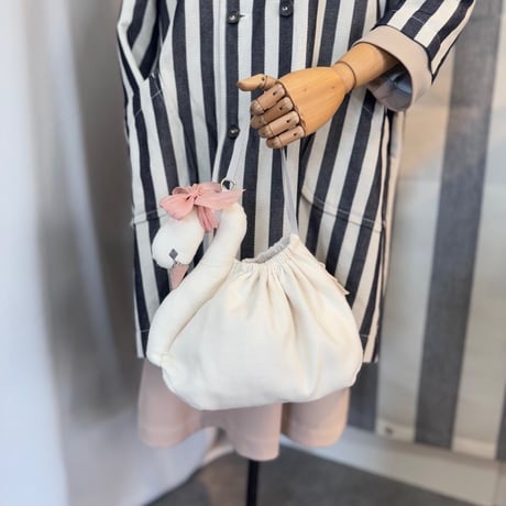 【 スワンポーチ M 】白鳥・黒鳥巾着｜8月末発送