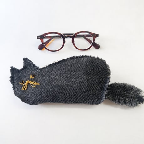 【 ねこ型ポーチ  】 メガネ&ペンケース｜8月末発送