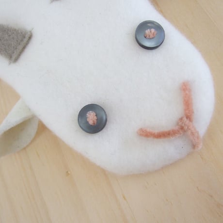 【こども用手袋】白やぎ黒やぎミトン　ピンク
