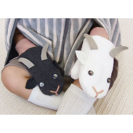 【こども用手袋】白やぎ黒やぎミトン　ブルー