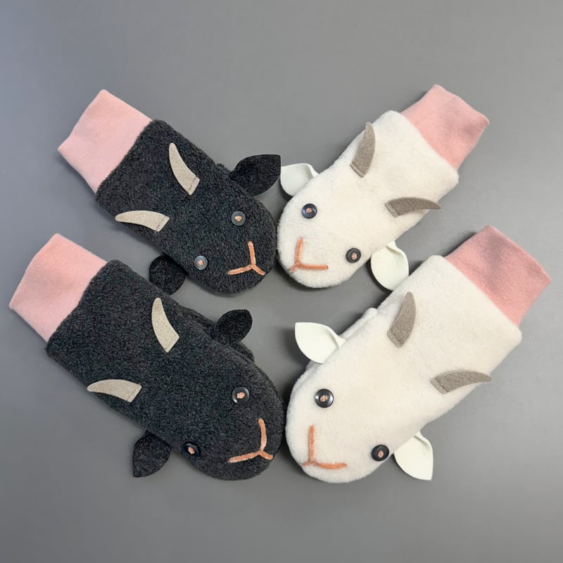 こども用手袋】白やぎ黒やぎミトン ピンク | kubomi [クボミ] 麦わら