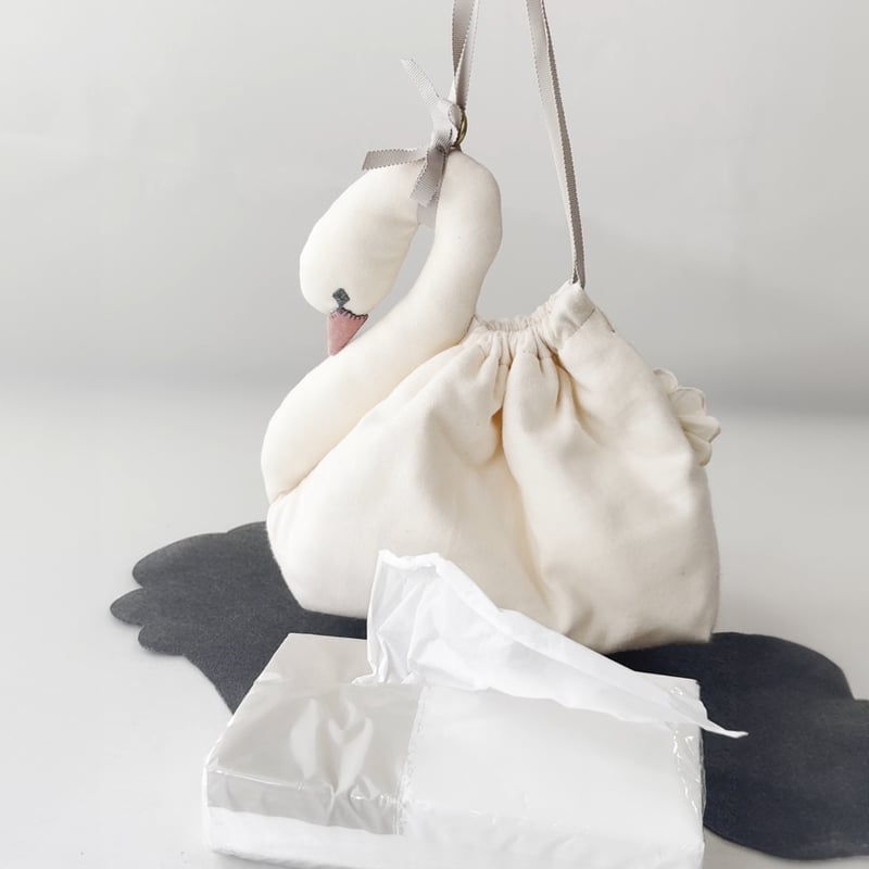 白鳥　スワン　ふわふわ　コットン　ミニバッグ　ポーチ 白鳥 スワン ふわふわ コットン ミニバッグ ポーチ 白鳥 スワン