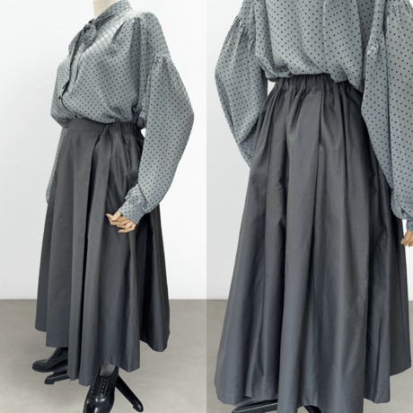 millim　コットン タックギャザーロングスカート