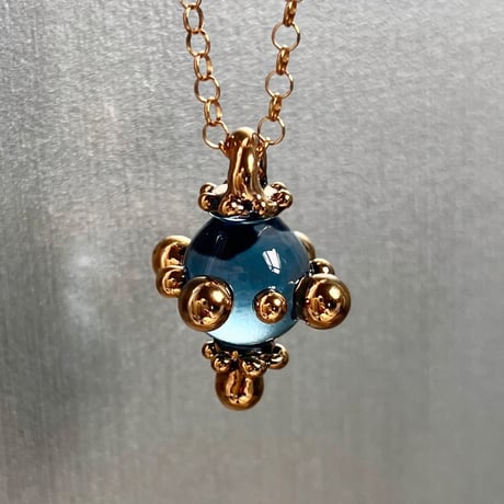 Spin Necklace / Aqua,  Black, Clear