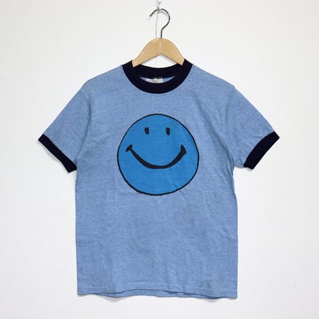COPY CAT : "SMILE" Ringer Tee - Blue×Blue