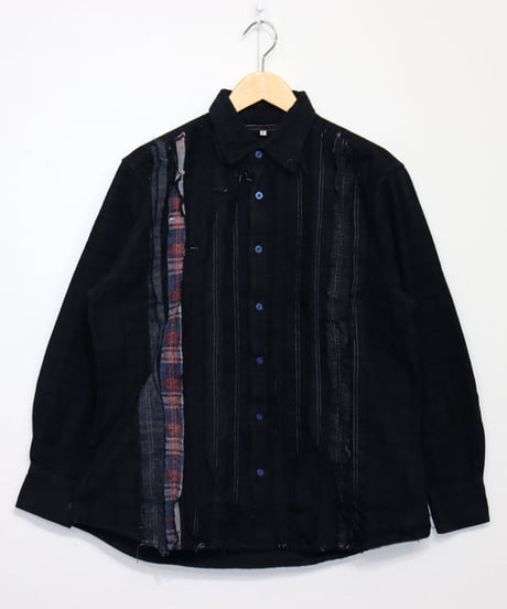 Rebuild by Needles : Flannel Shiirt - Ribbon SH / Over Dye 【Black】#17