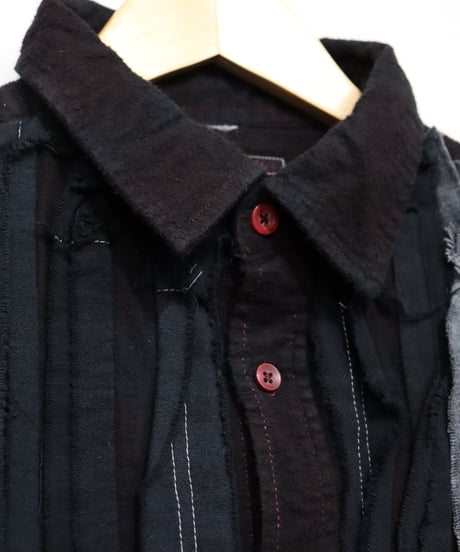 Rebuild by Needles : Flannel Shiirt - Ribbon SH / Over Dye 【Black】#15