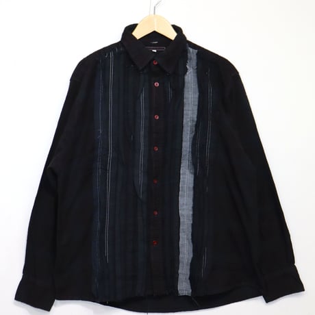 Rebuild by Needles : Flannel Shiirt - Ribbon SH / Over Dye 【Black】#15