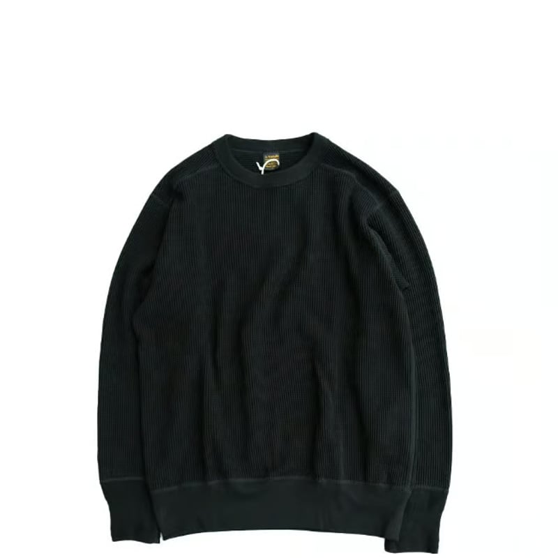 A VONTADE(アボンタージ) Big Waffle Crew Top Bla